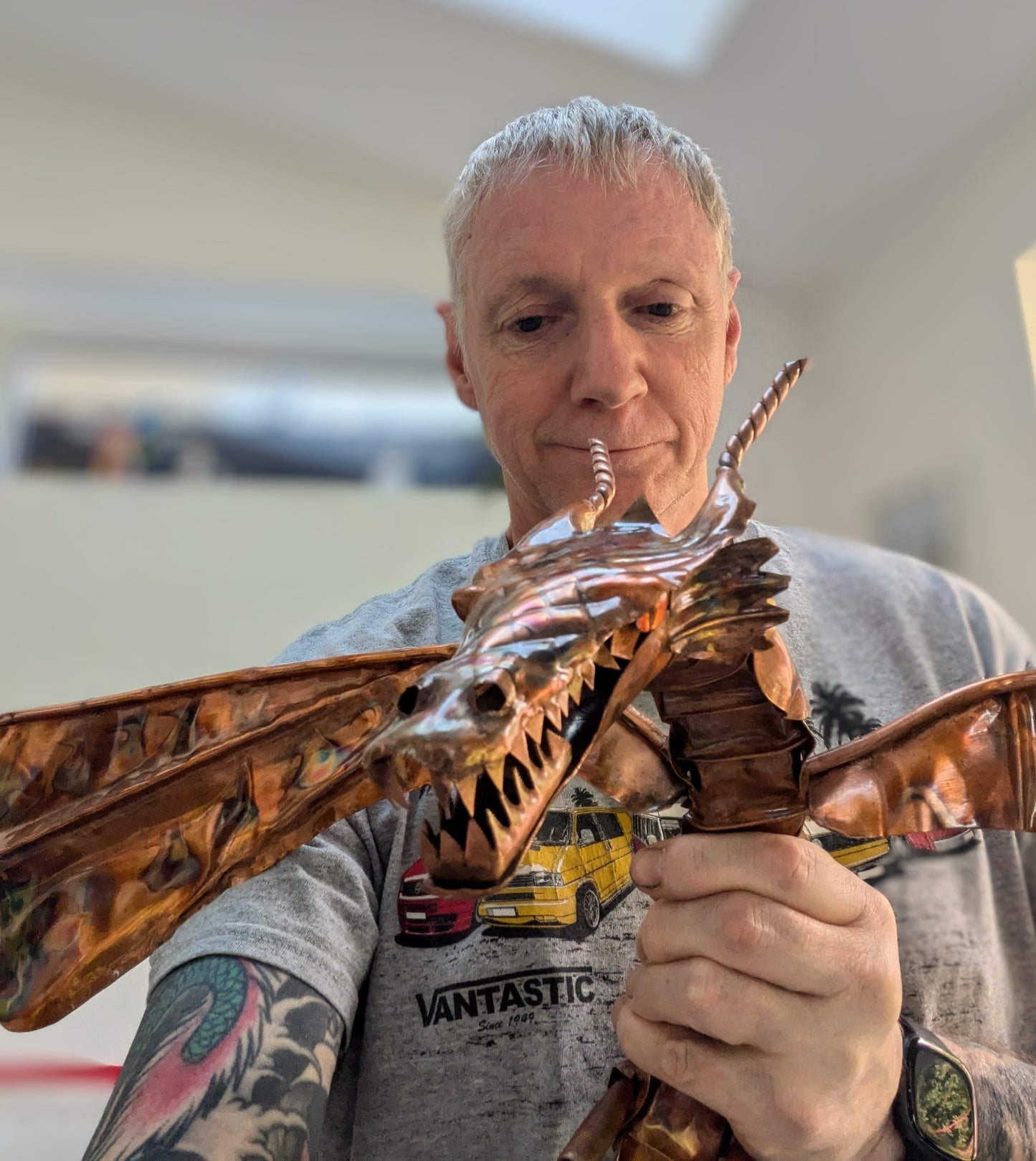 Copper Dragon sculpture