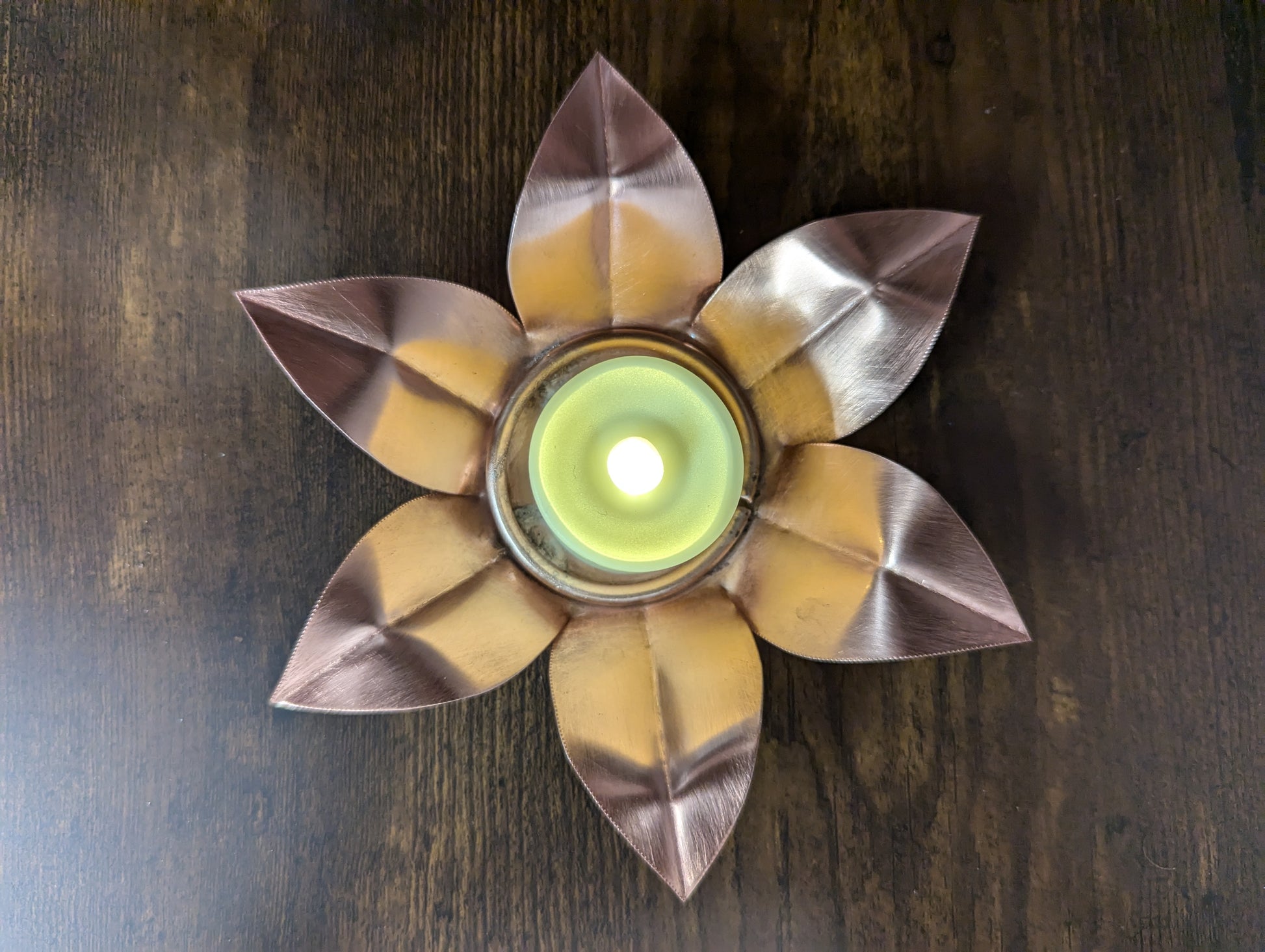 Copper tea light holder