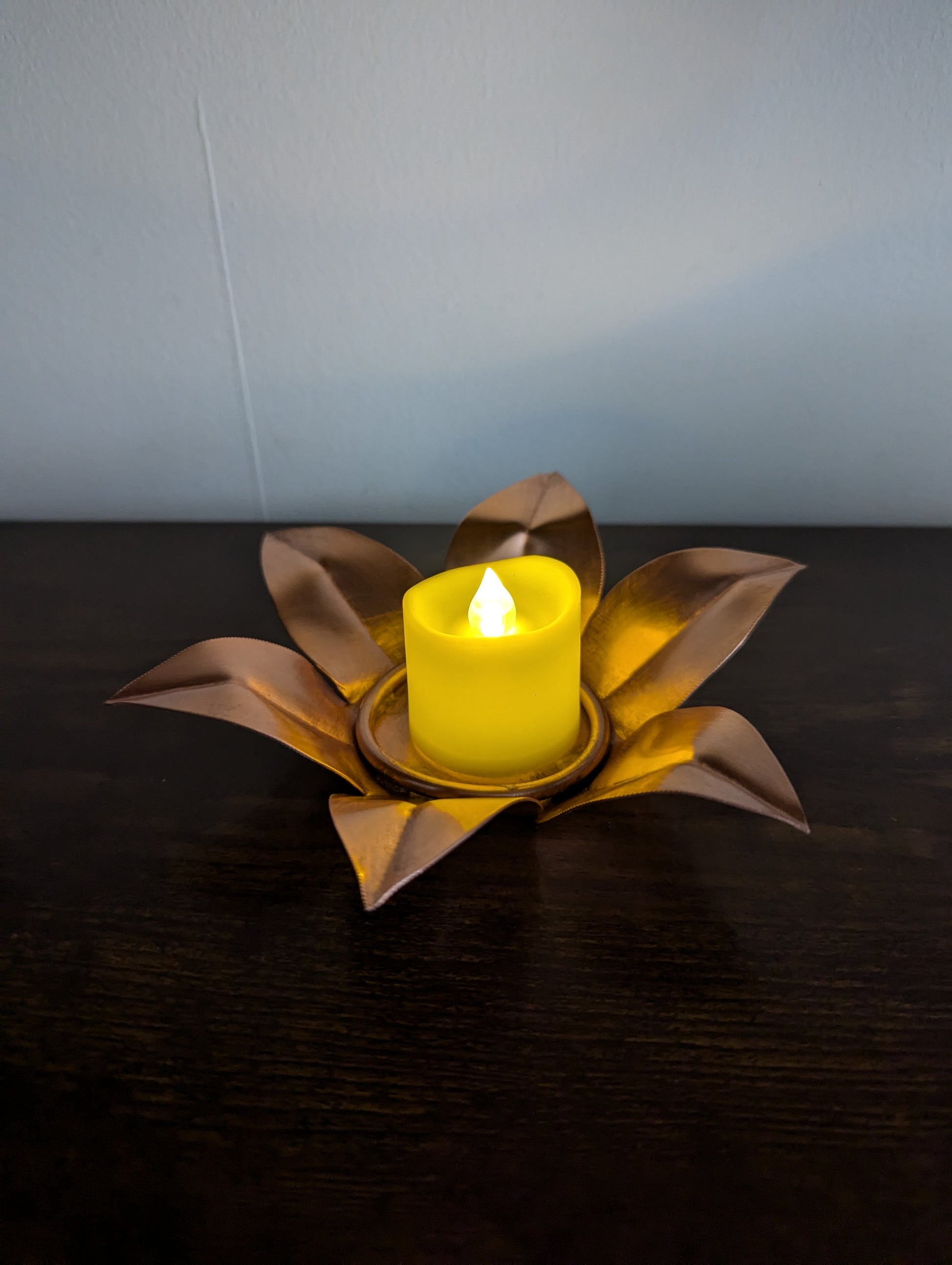 Flower shaped copper tea light holder - Deshca Designs