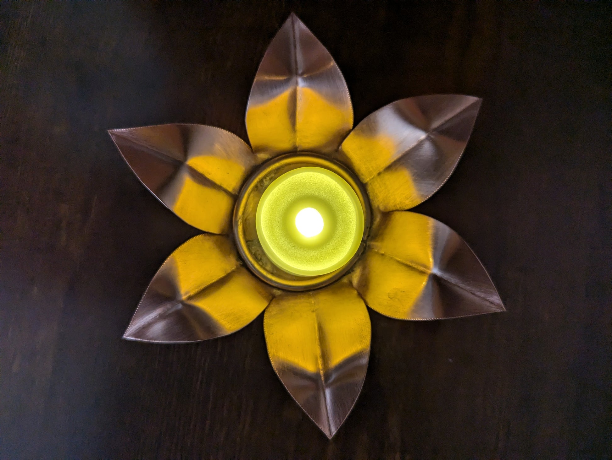 Flower shaped copper tea light holder - Deshca Designs