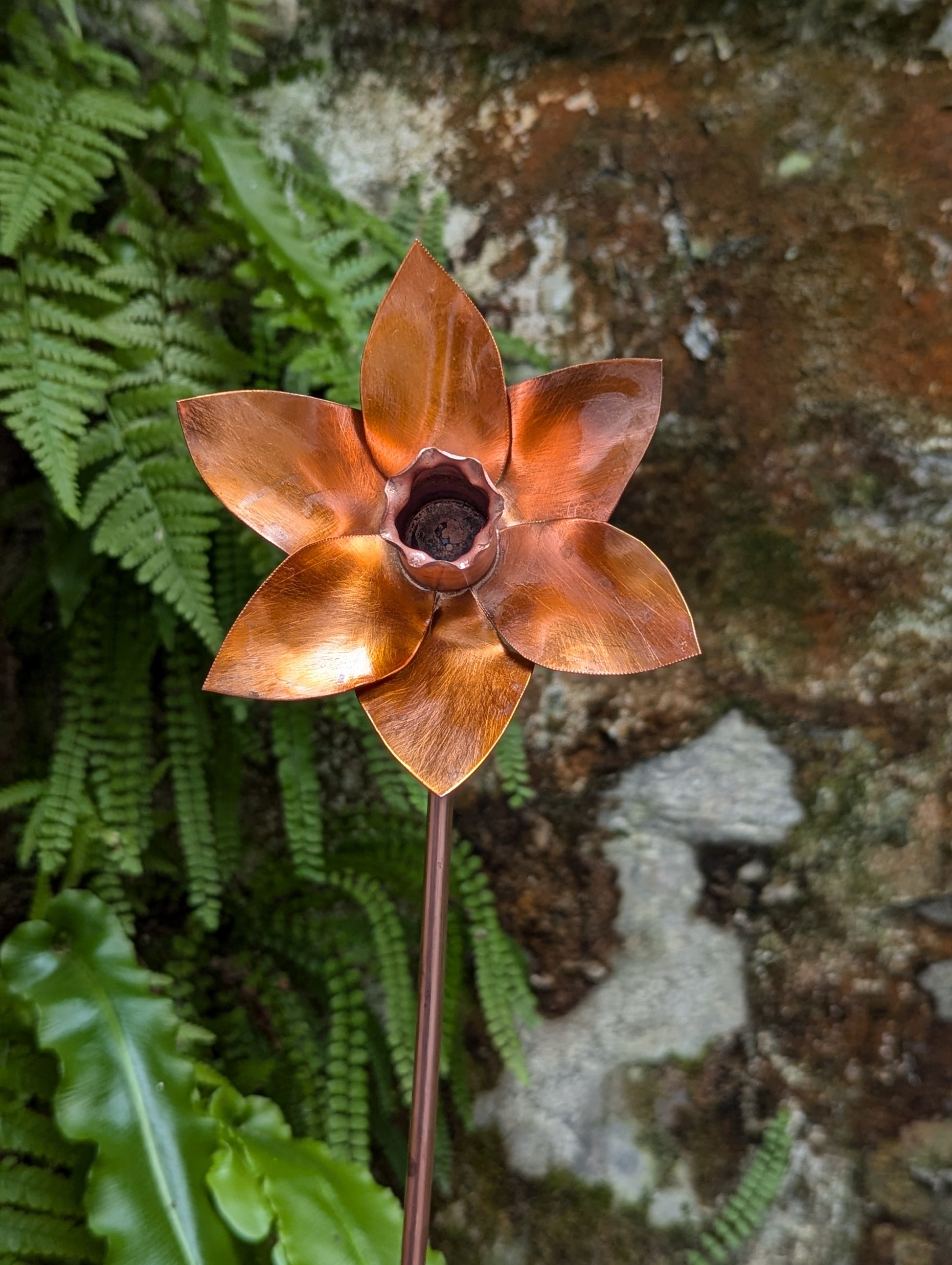 Copper daffodil, metal flower home decoration - Deshca Designs