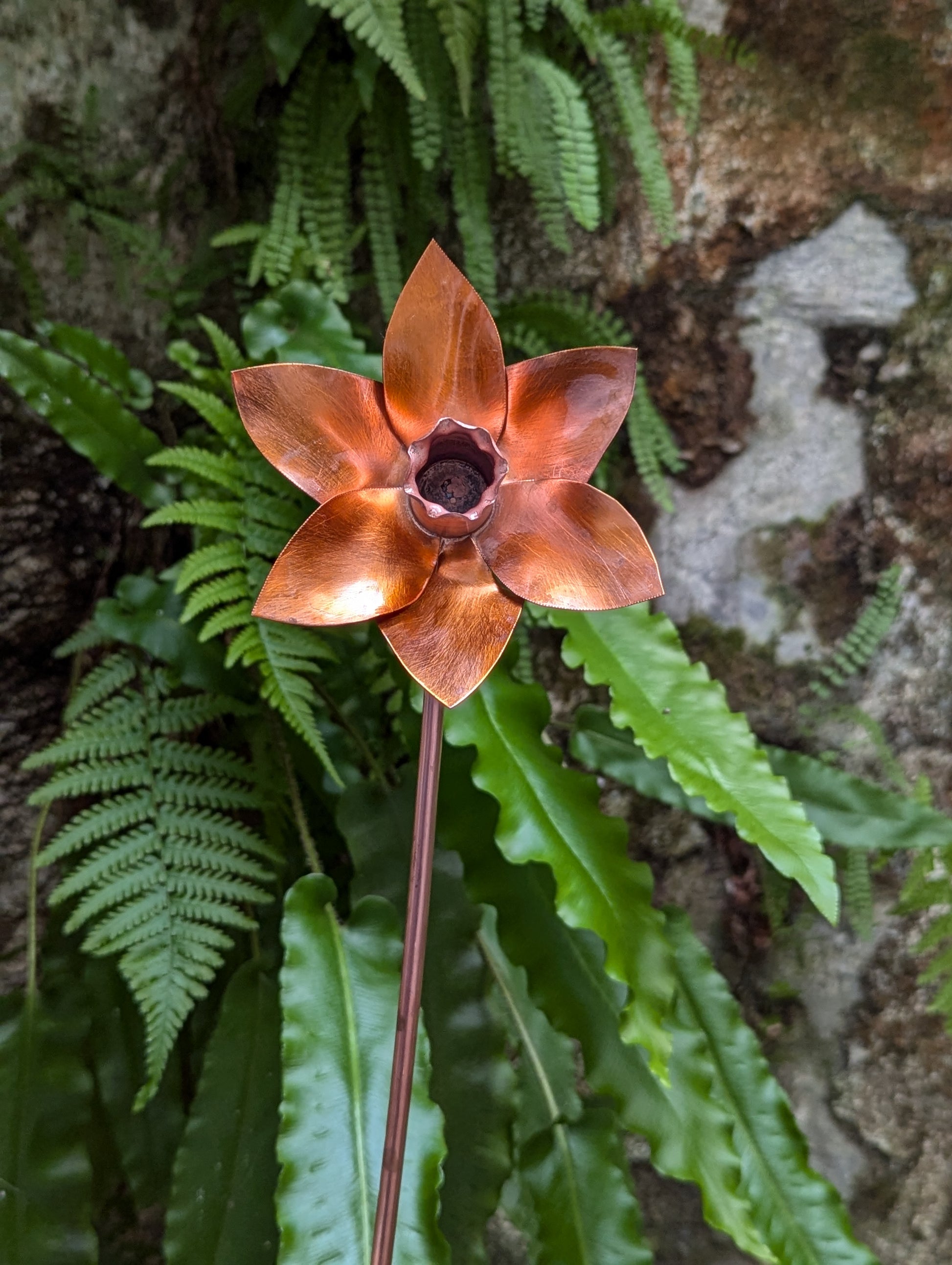 Copper daffodil, metal flower home decoration - Deshca Designs