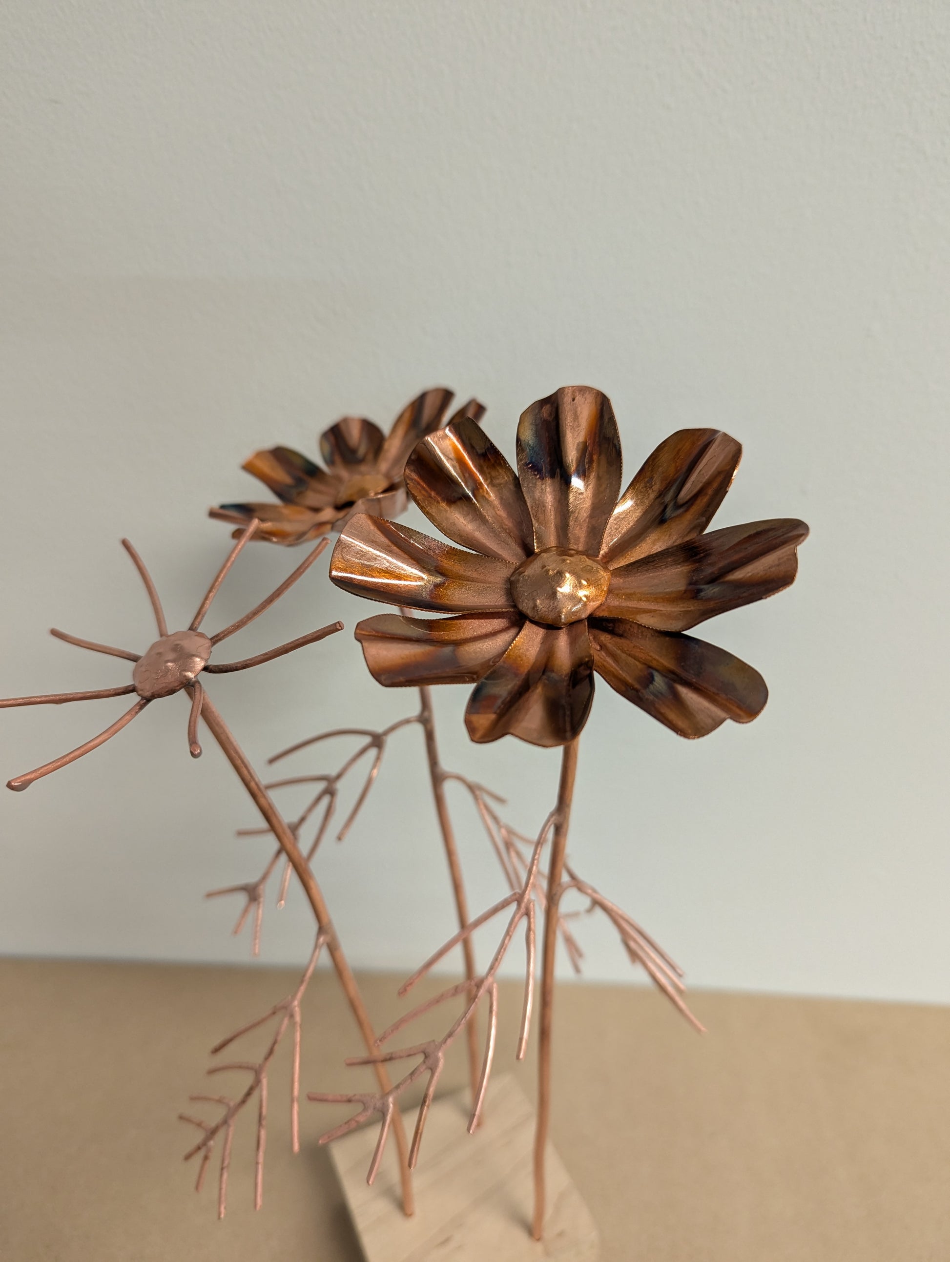 Copper Cosmos Flower Sculpture – October Birth Month Flower - Deshca Designs