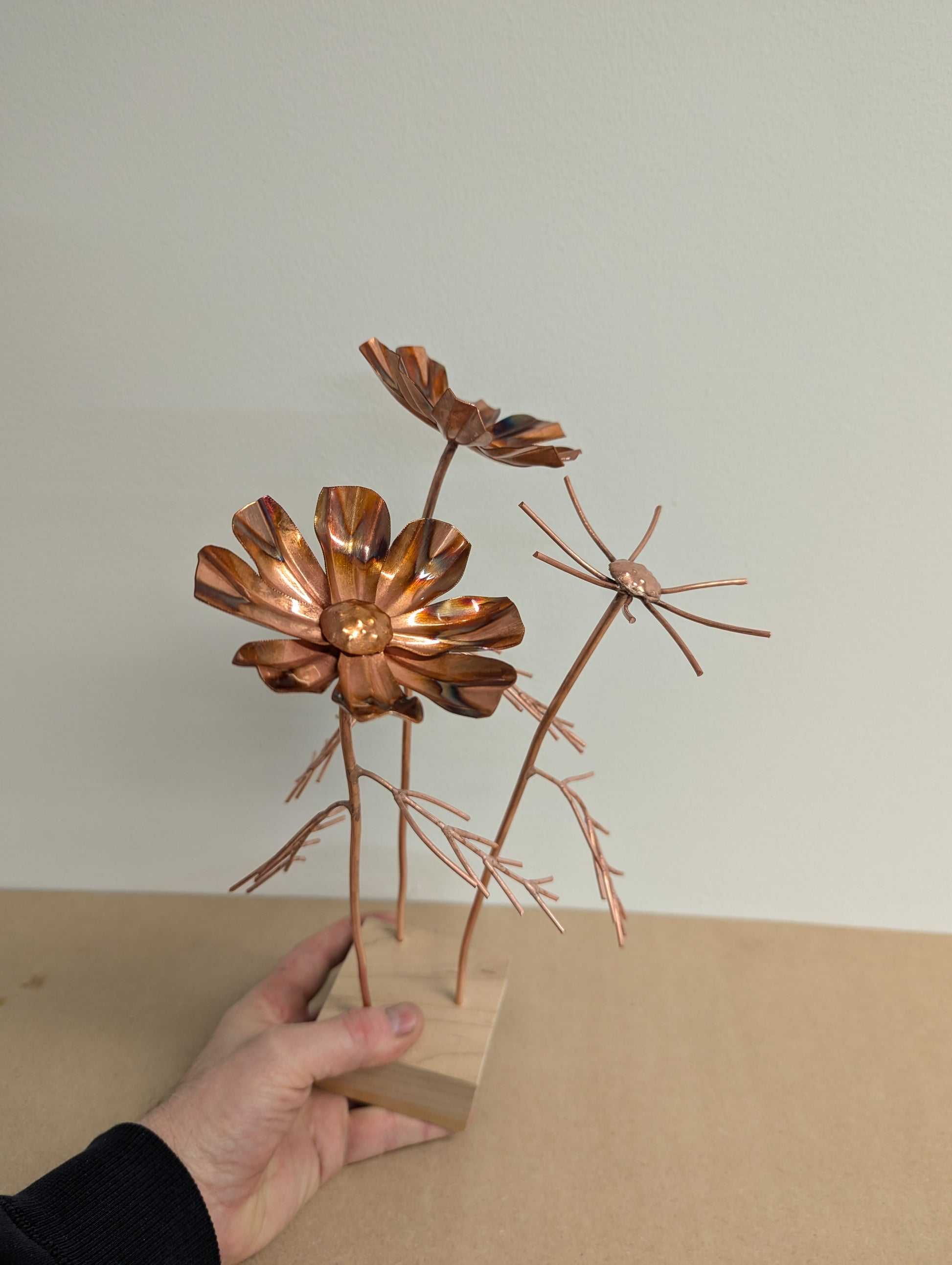 Copper Cosmos Flower Sculpture – October Birth Month Flower - Deshca Designs