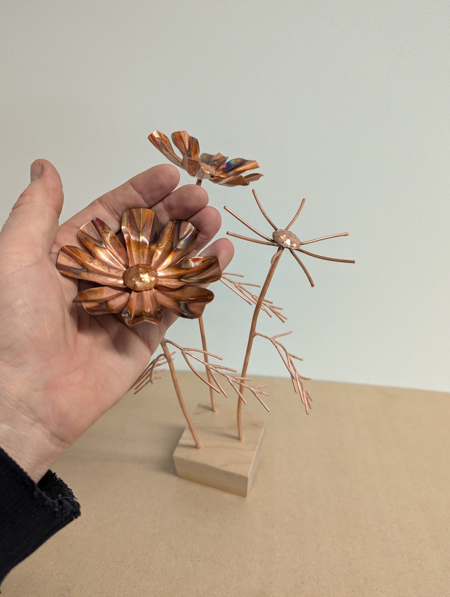 Copper Cosmos Flower Sculpture – October Birth Month Flower - Deshca Designs