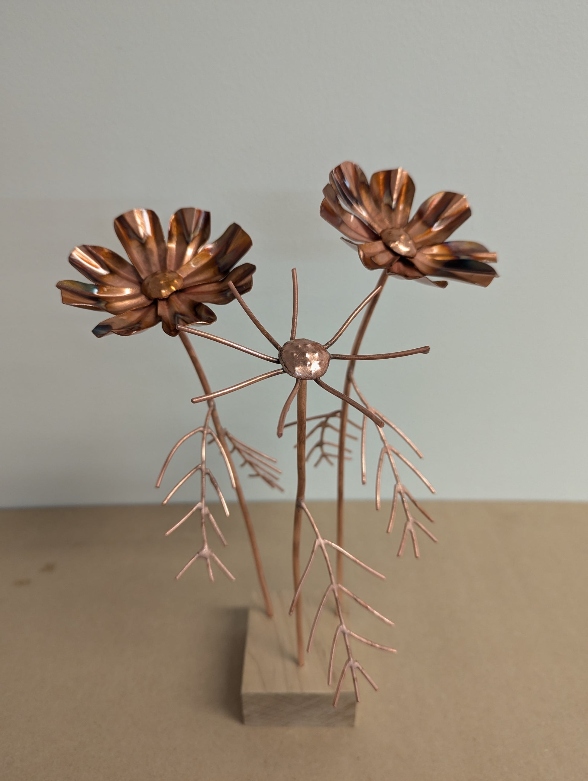 Copper Cosmos Flower Sculpture – October Birth Month Flower - Deshca Designs