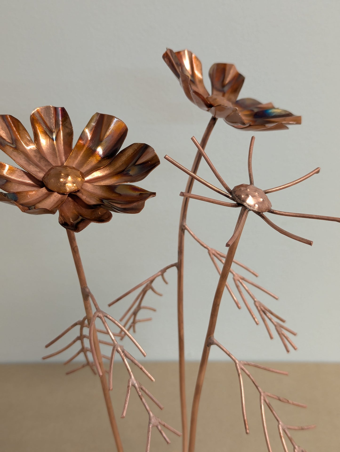 Copper Cosmos Flower Sculpture – October Birth Month Flower - Deshca Designs