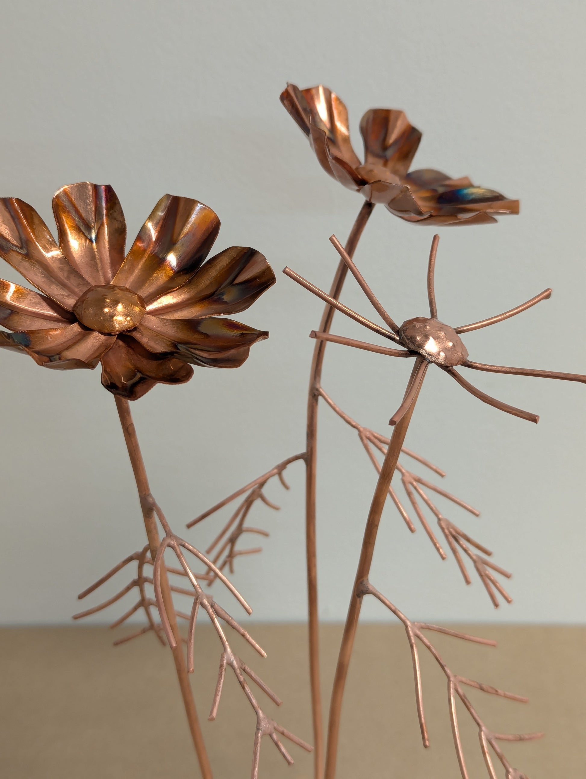 Copper Cosmos Flower Sculpture – October Birth Month Flower - Deshca Designs