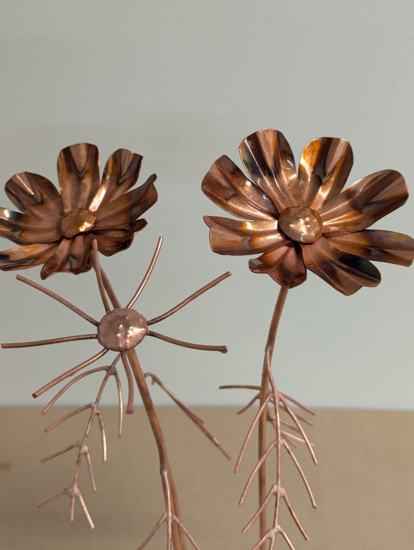 Copper Cosmos Flower Sculpture – October Birth Month Flower - Deshca Designs