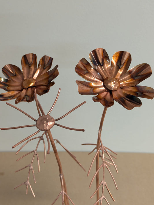 Copper Cosmos Flower Sculpture – October Birth Month Flower - Deshca Designs