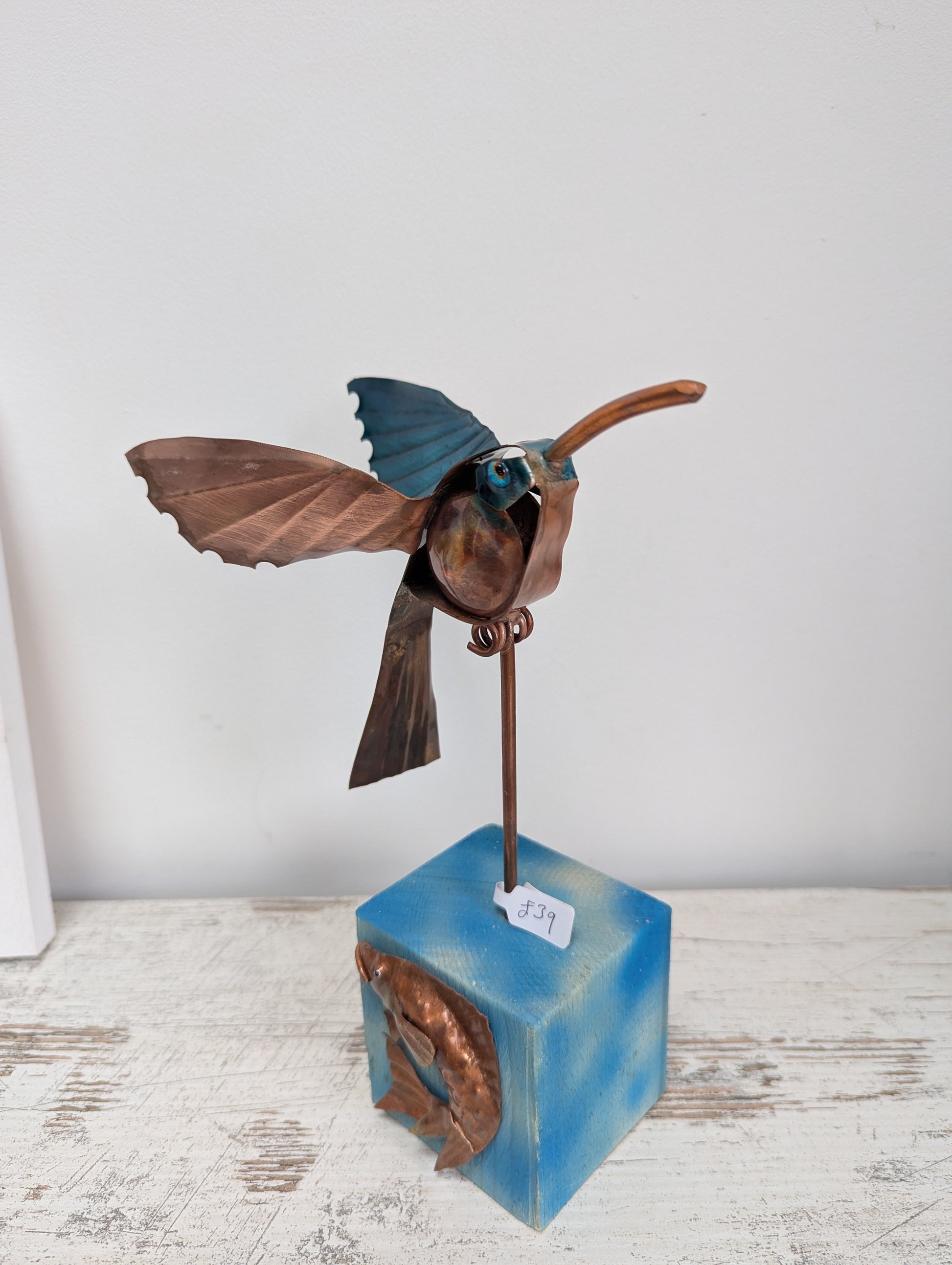 Copper kingfisher sculpture - Deshca Designs