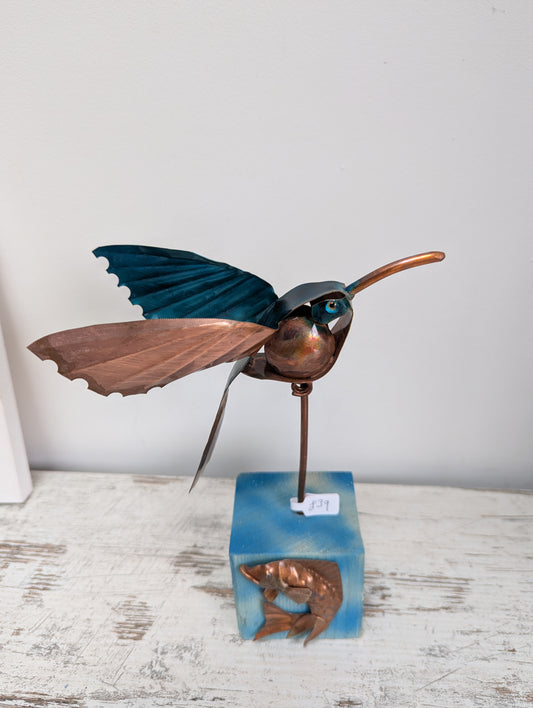 Copper kingfisher sculpture - Deshca Designs