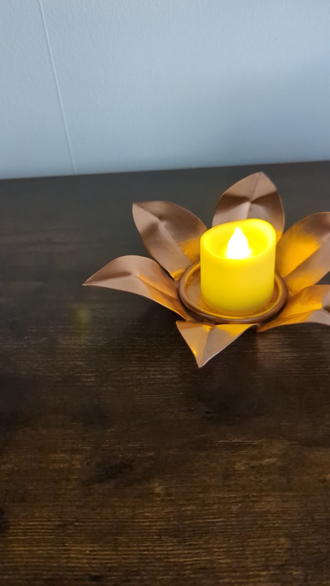Flower shaped copper tea light holder