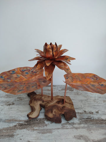 Copper lotus flower sculpture - Deshca Designs