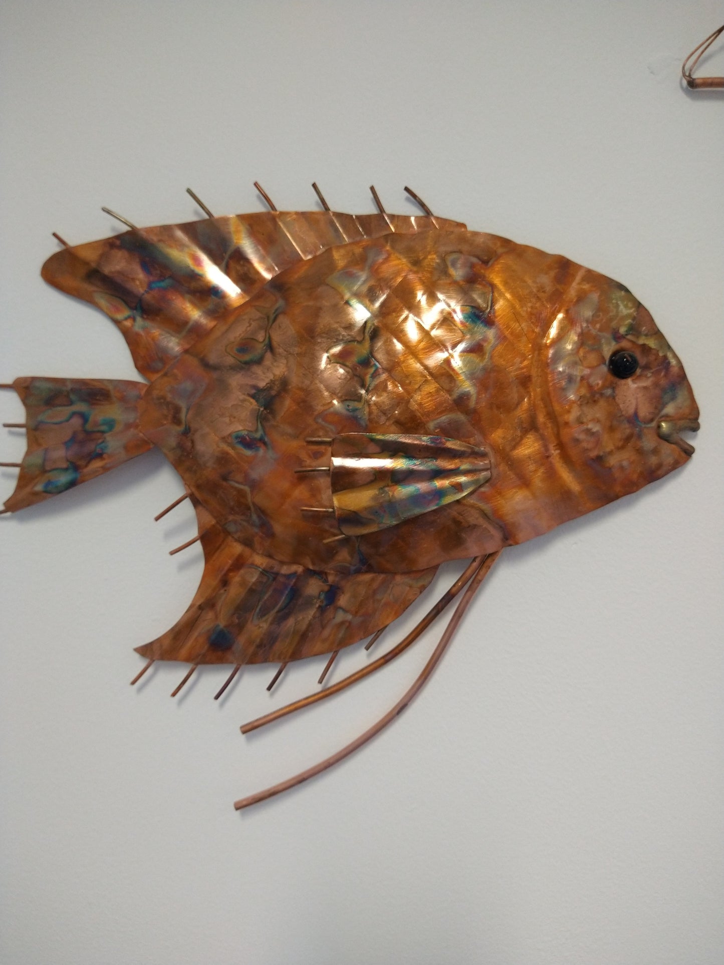 Copper angelfish sculpture