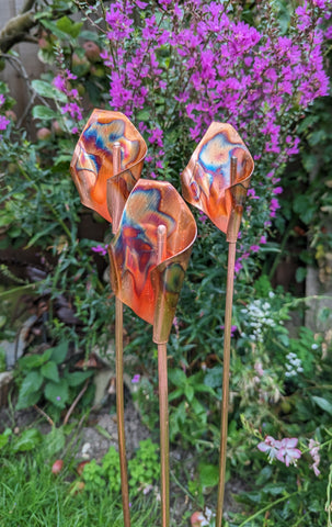 Handmade Copper Calla Lilies for the Garden | UK Made | Rustic & Elegant