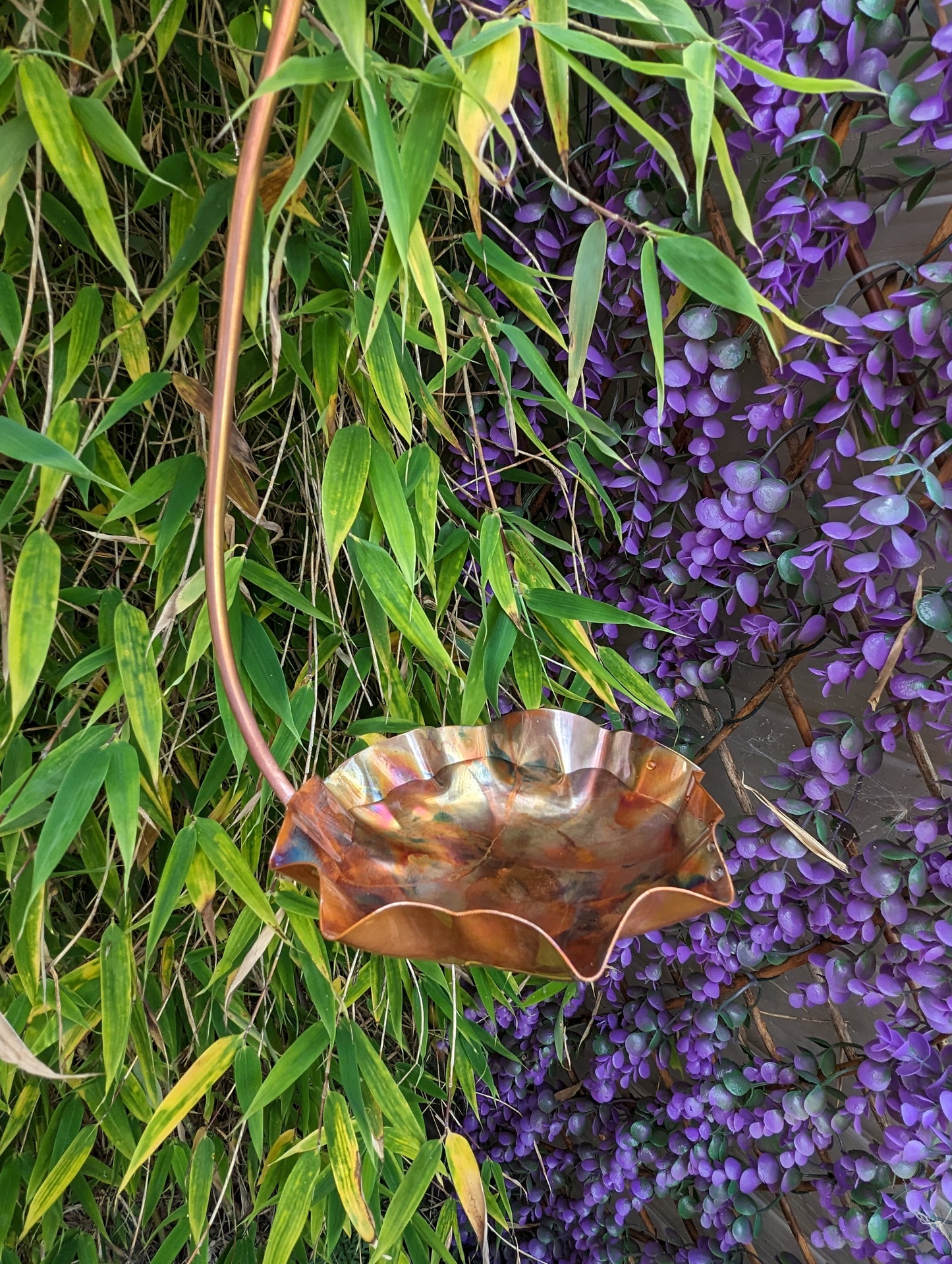 Hanging copper bird bath