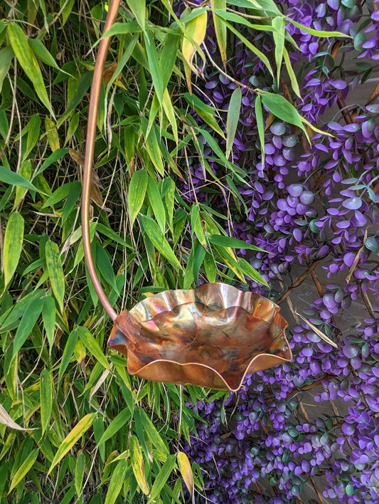 Hanging copper bird bath