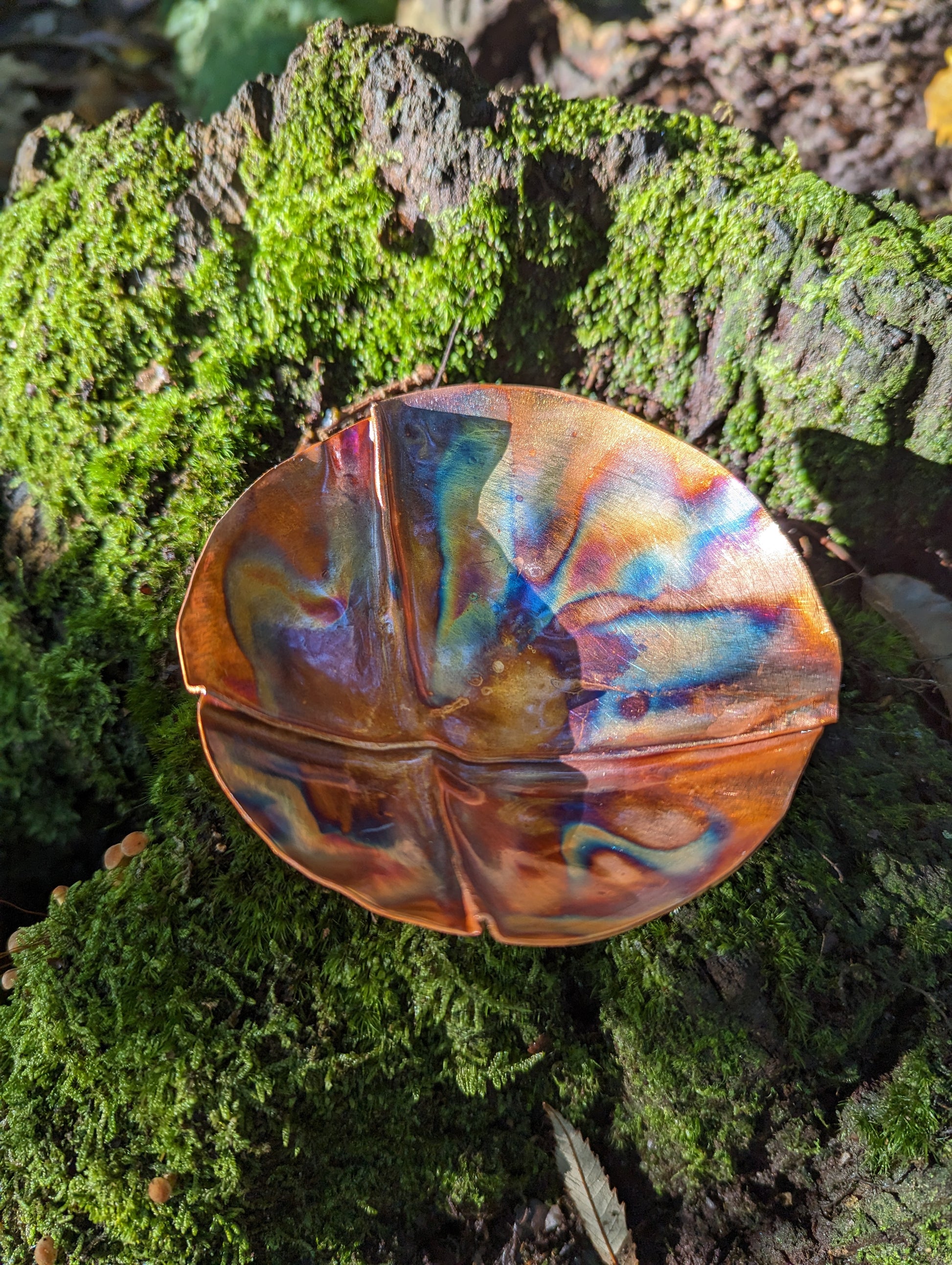 Handmade small fold formed copper bowl - Deshca Designs