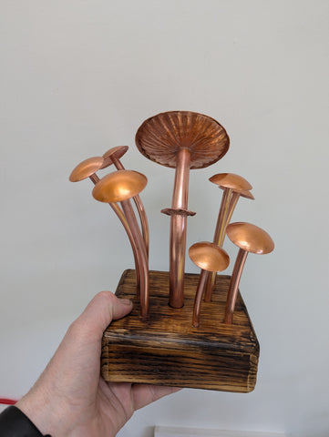 Copper mushrooms decorative item