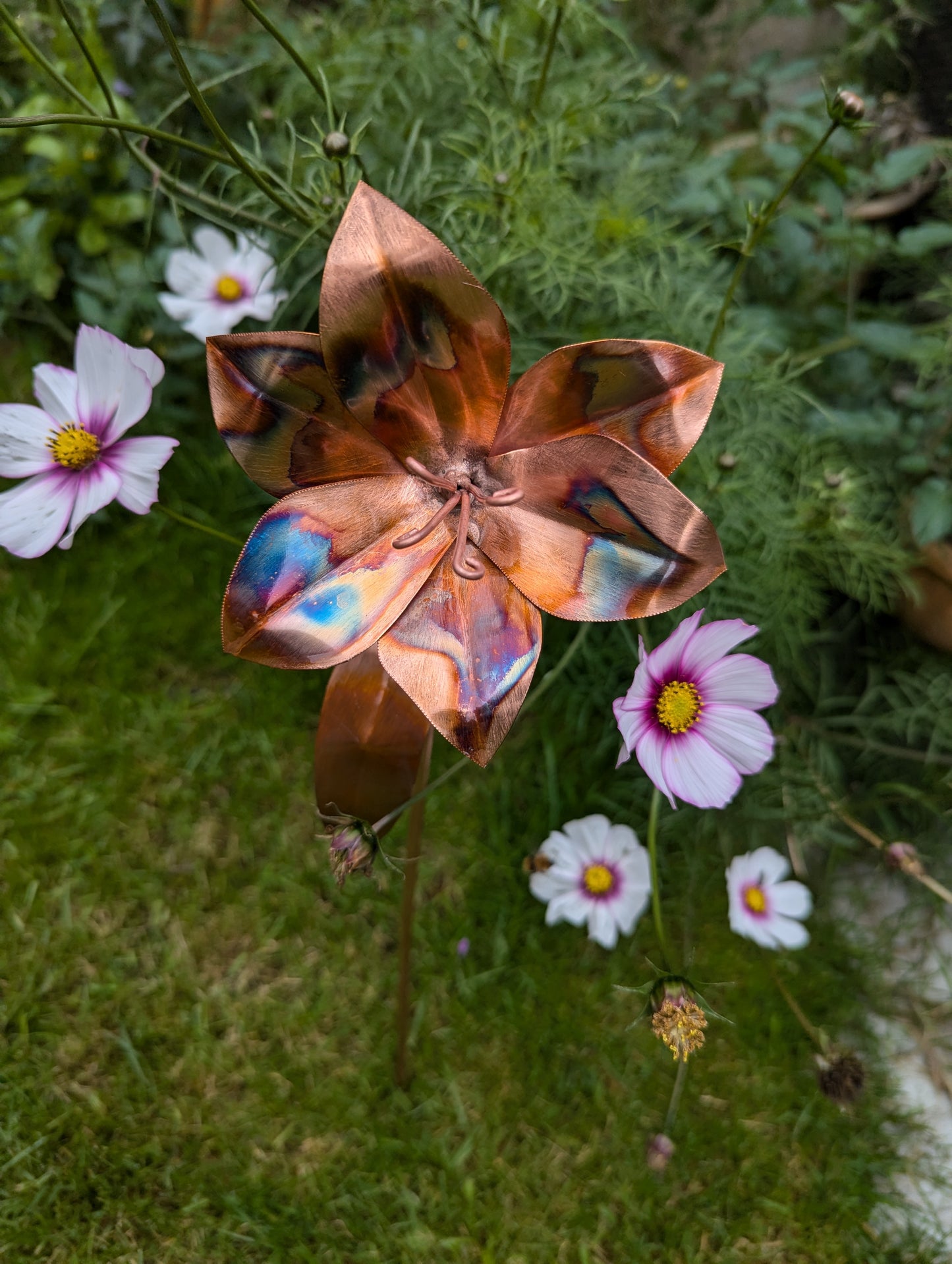 Copper lily, garden decoration, artificial metal flower