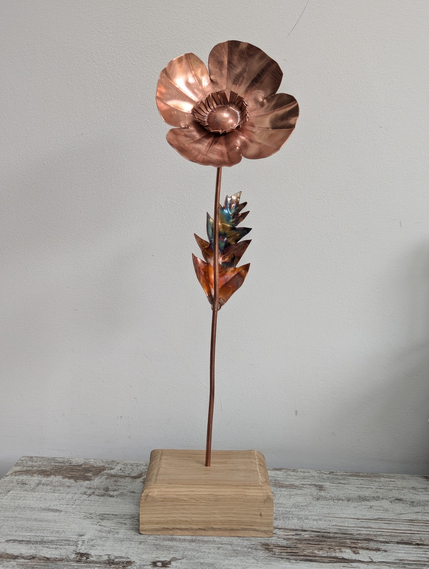 Copper poppy gift metal flower