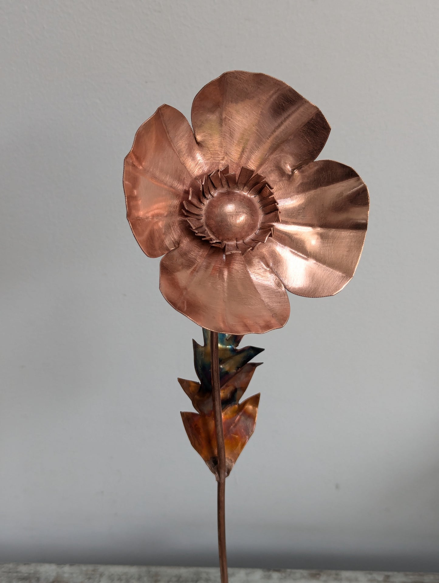 Copper poppy gift metal flower