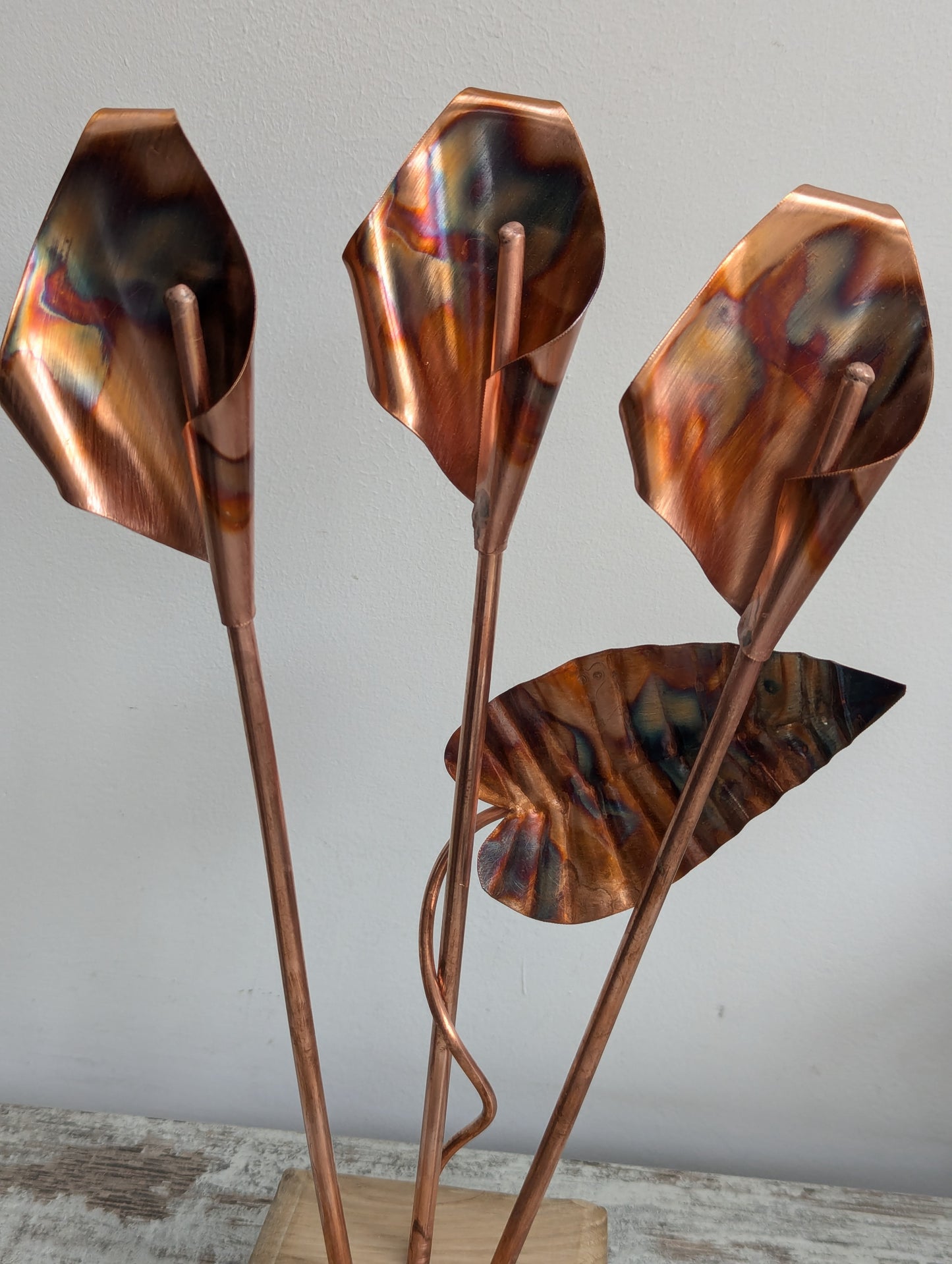 Copper calla lilies flower sculpture gift home decoration