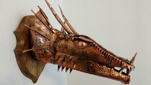 Copper dragon head sculpture