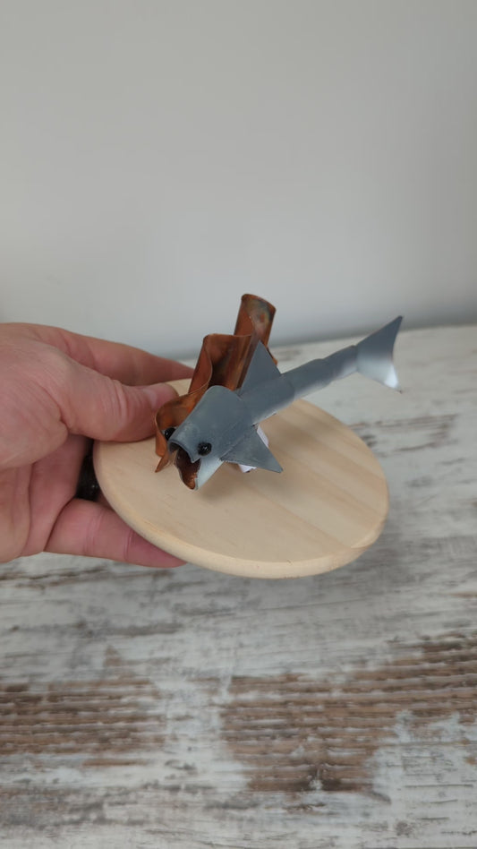 Copper shark table ornament
