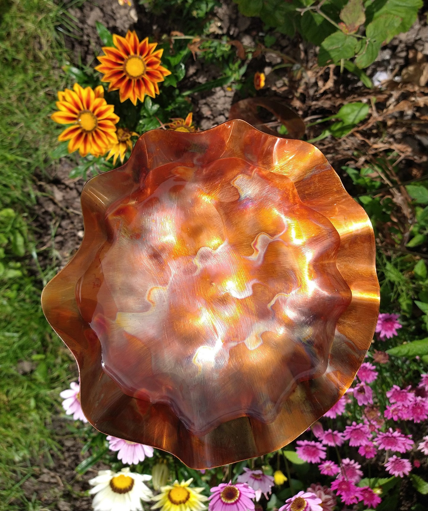 Copper Birdbath on stem - Rustproof, Durable, and Elegant Bird Bath for Garden - Deshca Designs