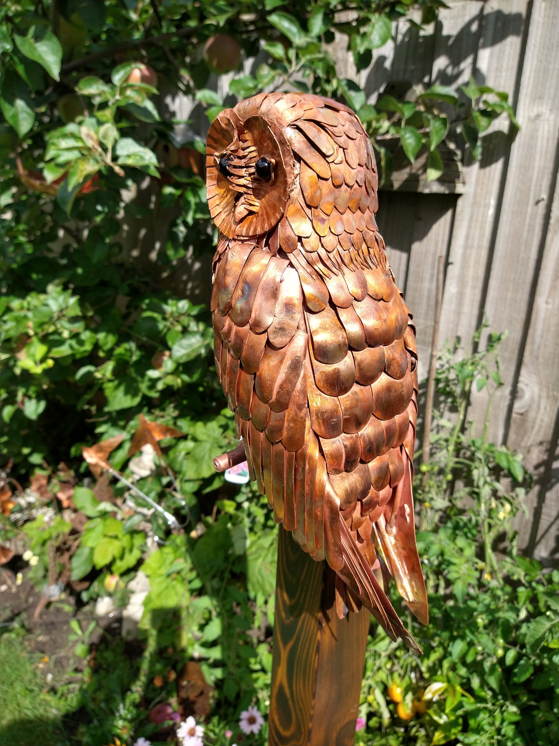 Copper barn owl sculpture - Deshca Designs