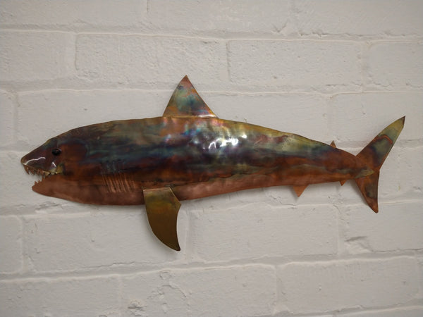 Copper shark wall hanging