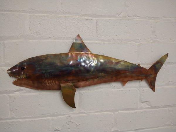 Copper shark wall hanging