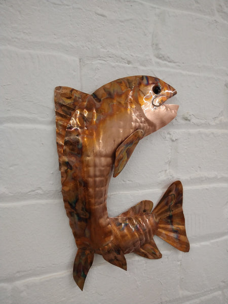 Copper salmon wall art