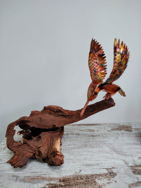 Kingfisher and mouse sculpture