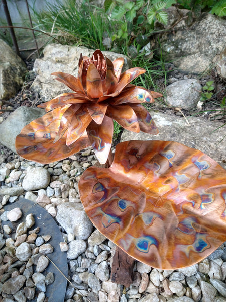 Copper lotus flower sculpture
