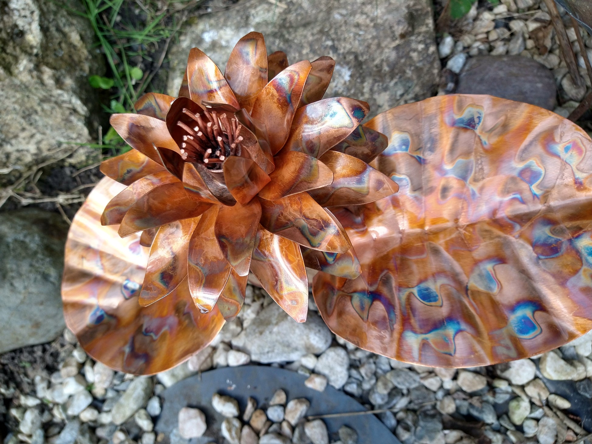 Copper lotus flower sculpture - Deshca Designs