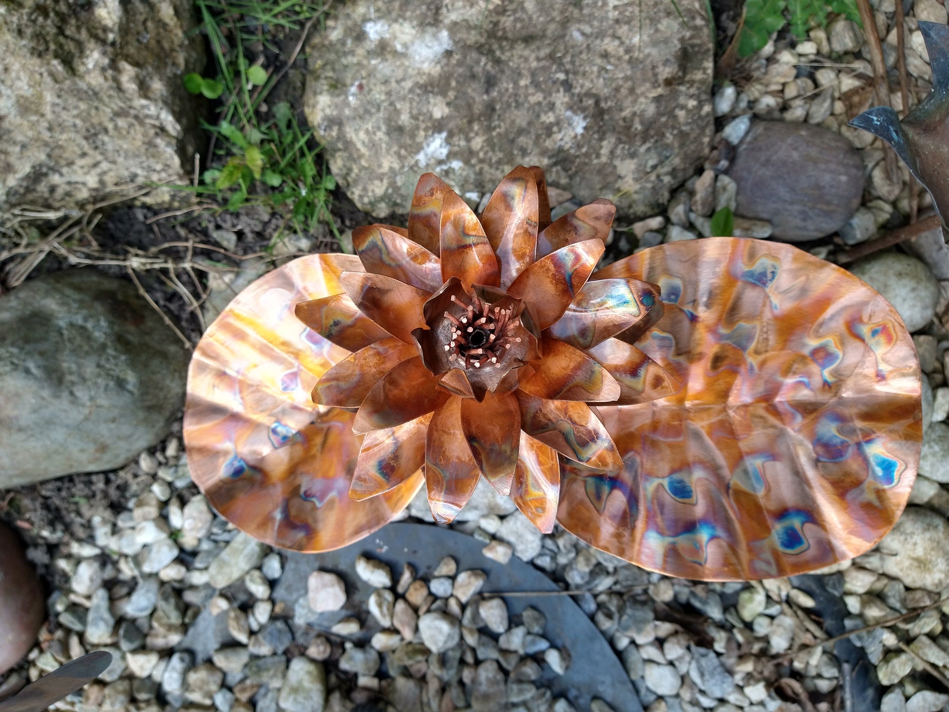 Copper lotus flower sculpture - Deshca Designs