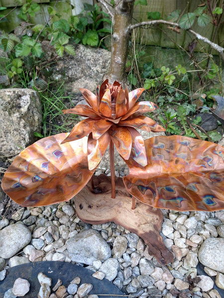 Copper lotus flower sculpture