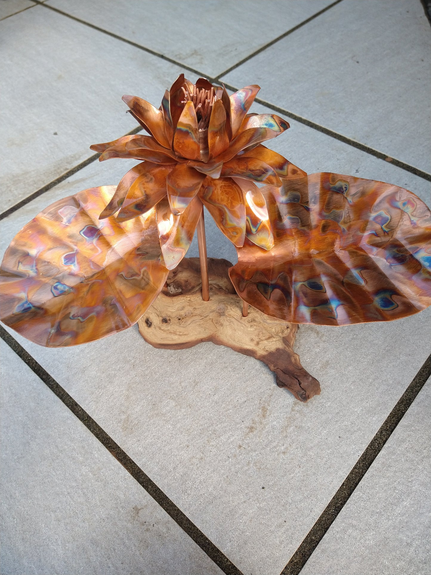 Copper lotus flower sculpture - Deshca Designs