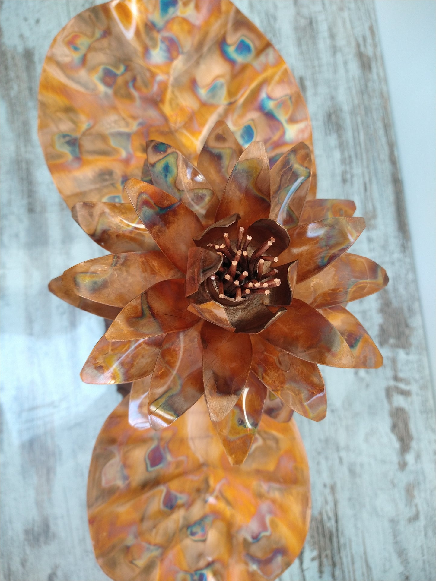 Copper lotus flower sculpture - Deshca Designs