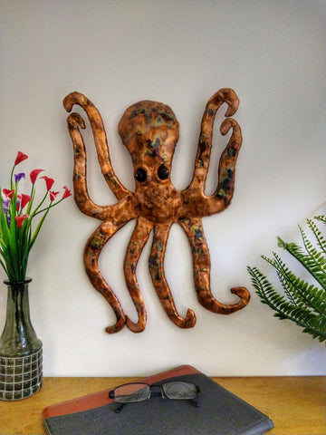 Copper octopus wall art