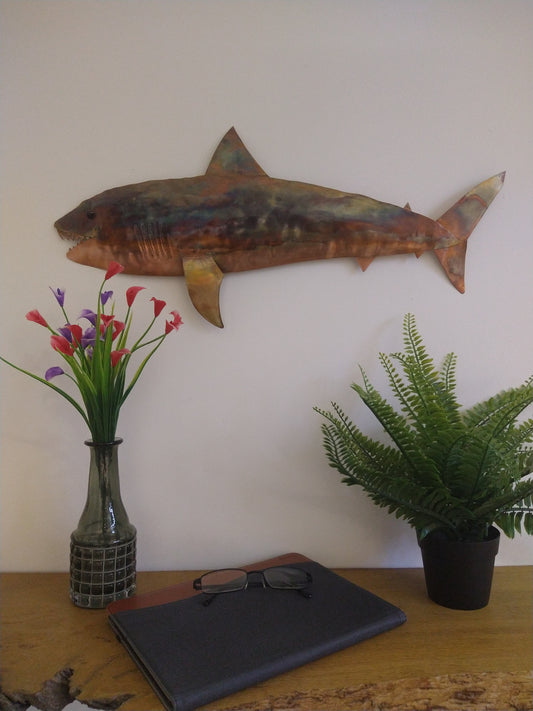 Copper shark wall hanging - Deshca Designs