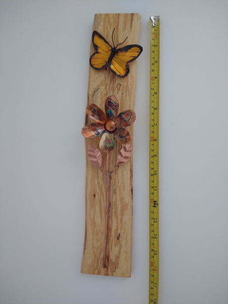Copper flower and butterfly wall hanging