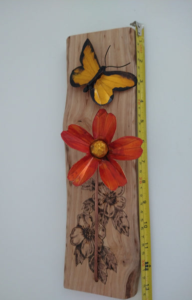 Yellow butterfly and flower wall hanging