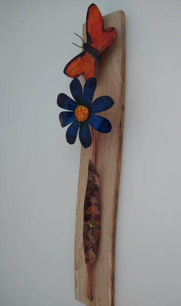 Flower and butterfly wall hanging