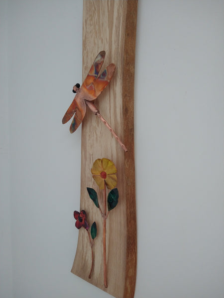 Copper dragonfly and flowers - Deshca Designs