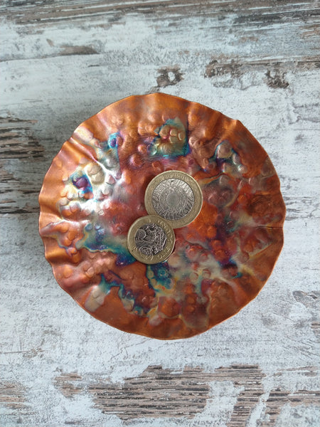 Handmade small hammered copper bowl