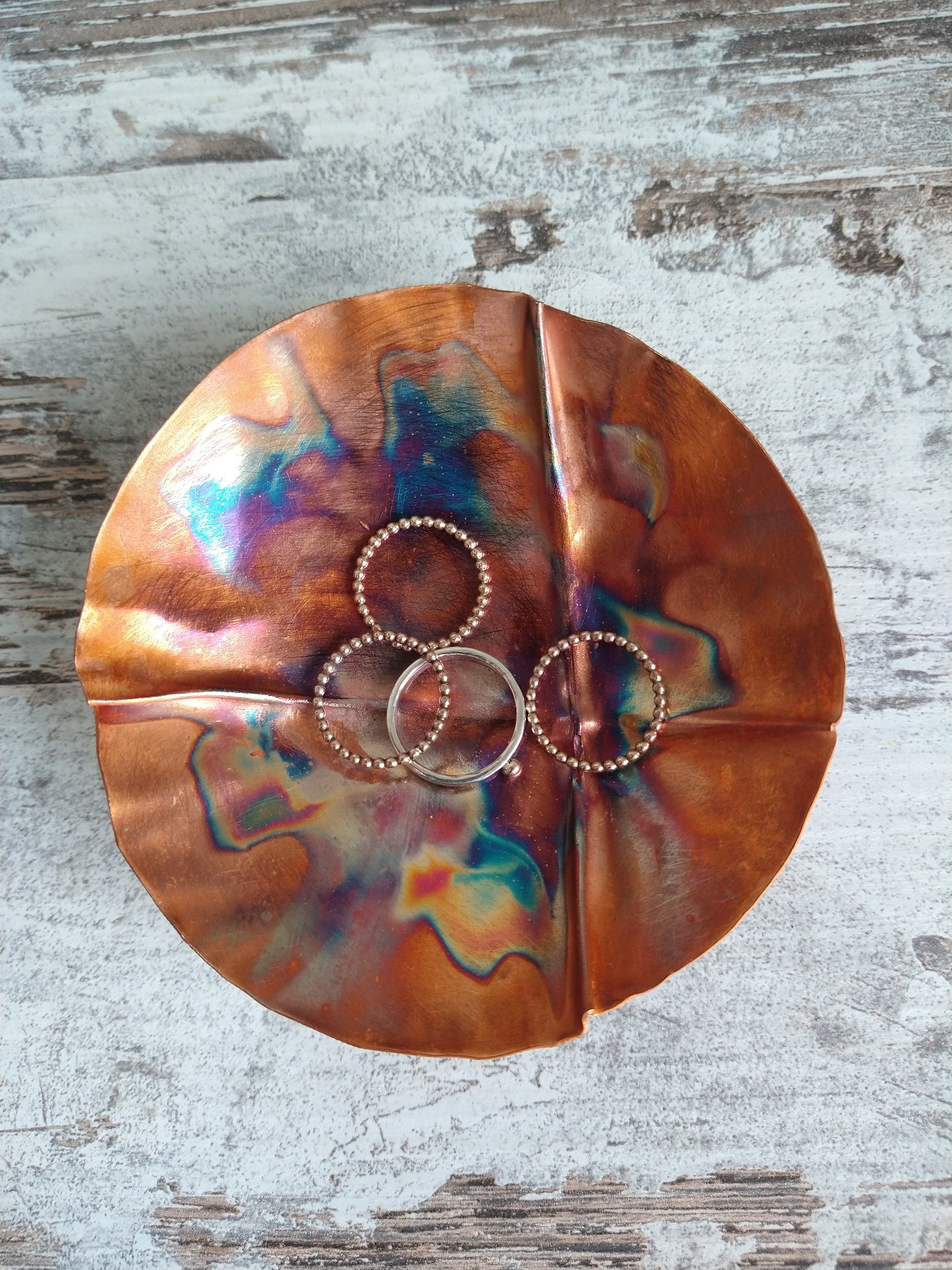 Handmade small fold formed copper bowl - Deshca Designs